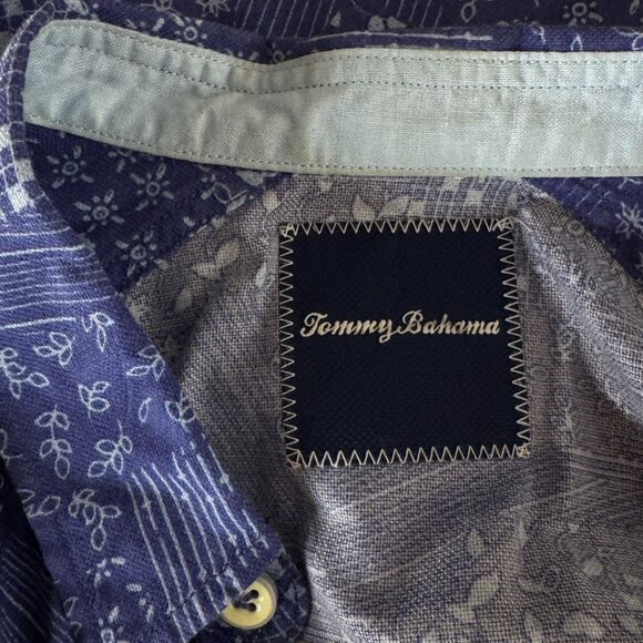 Tommy Bahama Silk Cotton Patchwork Button Down Shirt Men's Size Medium - Picture 3 of 8